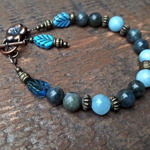 Labradorit és akvamarin karkötő - Meska.hu