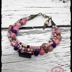 Bohém stílusu achát karkötő - ékszer - karkötő - gyöngyös karkötő - Meska.hu