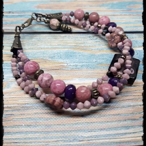 Bohém stílusu achát karkötő - ékszer - karkötő - gyöngyös karkötő - Meska.hu