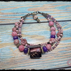 Bohém stílusu achát karkötő - ékszer - karkötő - gyöngyös karkötő - Meska.hu