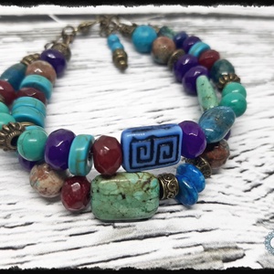 Színes, vidám vegyes ásvány karkötő - Meska.hu