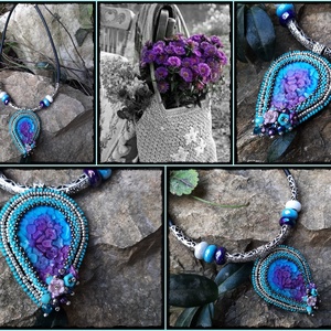 Nyaklánc  gyöngyhímzett medállal  - Meska.hu