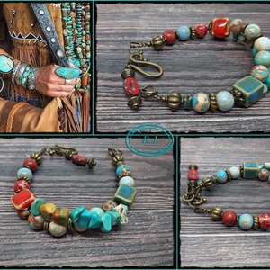 Szines, bohém karkötő - Meska.hu