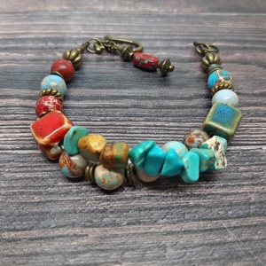 Szines, bohém karkötő - ékszer - karkötő - gyöngyös karkötő - Meska.hu