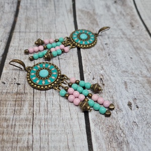 Antikolt sárgaréz szinü fülbevaló - ékszer - fülbevaló - lógó fülbevaló - Meska.hu