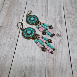 Antikolt sárgaréz szinü fülbevaló - ékszer - fülbevaló - lógó fülbevaló - Meska.hu