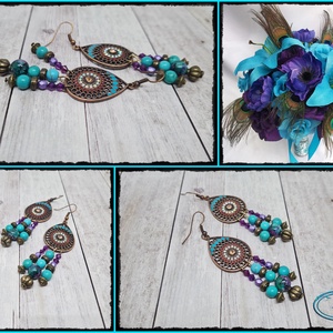 Bohém stilusu fülbevaló - ékszer - fülbevaló - lógó fülbevaló - Meska.hu