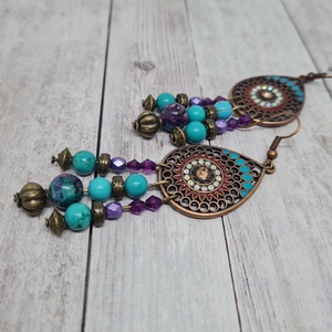 Bohém stilusu fülbevaló - ékszer - fülbevaló - lógó fülbevaló - Meska.hu