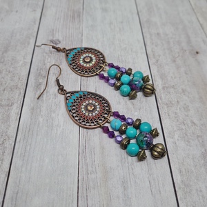 Bohém stilusu fülbevaló - ékszer - fülbevaló - lógó fülbevaló - Meska.hu