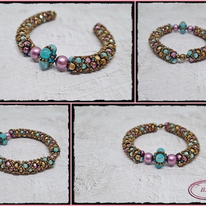 Arany szinú karkötő akvamarinnal - ékszer - karkötő - karkötő medállal - Meska.hu