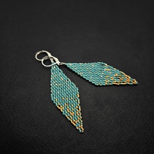 Türkiz-arany-ezüst fülbevaló - Meska.hu