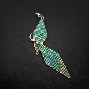 Türkiz-arany-ezüst fülbevaló - ékszer - fülbevaló - csillár fülbevaló - Meska.hu