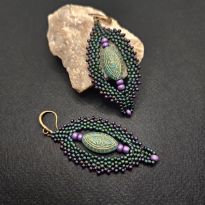 Türkiz-lila fülbevaló - Meska.hu