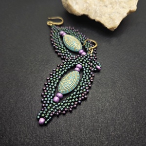 Türkiz-lila fülbevaló - ékszer - fülbevaló - csillár fülbevaló - Meska.hu