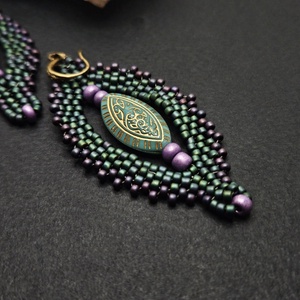 Türkiz-lila fülbevaló - ékszer - fülbevaló - csillár fülbevaló - Meska.hu