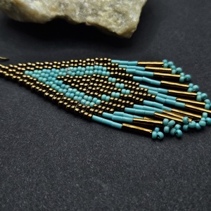 Bronz-türkiz fülbevaló - ékszer - fülbevaló - lógó fülbevaló - Meska.hu