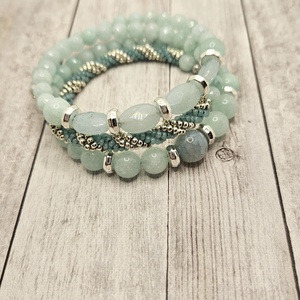 Halvány türkizkék karperec - ékszer - karkötő - memóriadrótos karkötő - Meska.hu