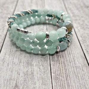 Halvány türkizkék karperec - ékszer - karkötő - memóriadrótos karkötő - Meska.hu