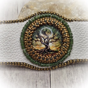 Életfás himzett karkötő - ékszer - karkötő - széles karkötő - Meska.hu