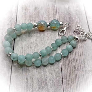Akvamarin karkötő - ékszer - karkötő - ásványkarkötő - Meska.hu