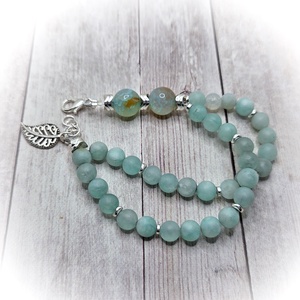 Akvamarin karkötő - ékszer - karkötő - ásványkarkötő - Meska.hu