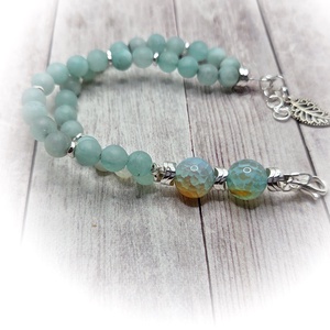 Akvamarin karkötő - ékszer - karkötő - ásványkarkötő - Meska.hu