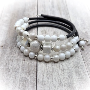 Fehér perzsa jáde karkötő - ékszer - karkötő - széles karkötő - Meska.hu