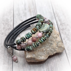 Afrikai türkiz-jáspis karperec - ékszer - karkötő - széles karkötő - Meska.hu