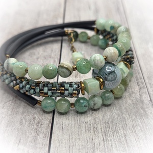 Zöld kalcit karkötő - ékszer - karkötő - széles karkötő - Meska.hu