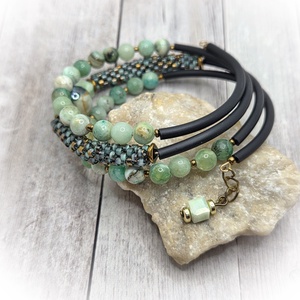 Zöld kalcit karkötő - ékszer - karkötő - széles karkötő - Meska.hu