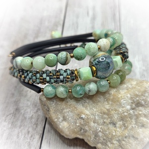 Zöld kalcit karkötő - ékszer - karkötő - széles karkötő - Meska.hu