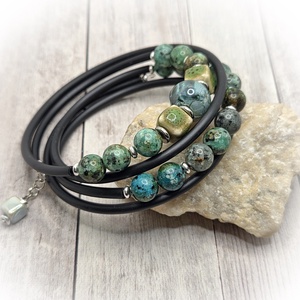 Afrikai türkiz karkötő, Ékszer, Karkötő, Széles karkötő, Ékszerkészítés, MESKA