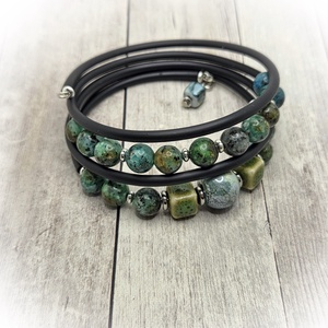Afrikai türkiz karkötő - ékszer - karkötő - széles karkötő - Meska.hu
