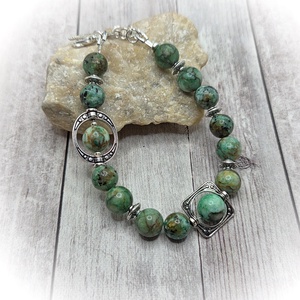 Zöld türkiz karlánc, Ékszer, Karkötő, Ásványkarkötő, Ékszerkészítés, MESKA