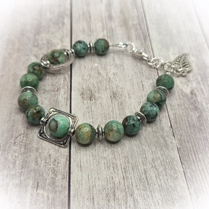 Zöld türkiz karlánc - ékszer - karkötő - ásványkarkötő - Meska.hu