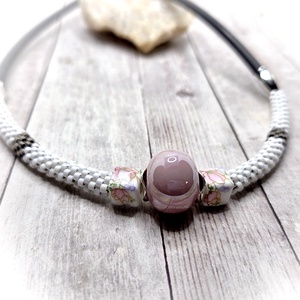 Kerámia gyöngyös fehér nyaklánc - ékszer - nyaklánc - gyöngyös nyaklánc - Meska.hu