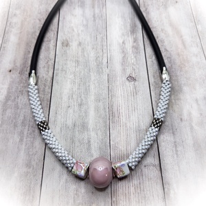 Kerámia gyöngyös fehér nyaklánc - ékszer - nyaklánc - gyöngyös nyaklánc - Meska.hu