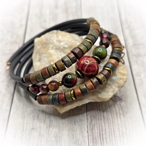 Tigrisszem-jáspis karperec - ékszer - karkötő - széles karkötő - Meska.hu