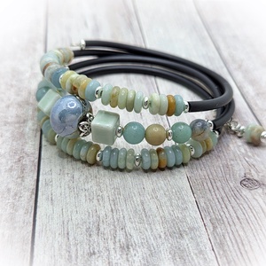 Amazonit karperec, Ékszer, Karkötő, Széles karkötő, Ékszerkészítés, MESKA