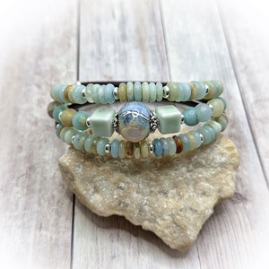 Amazonit karperec - ékszer - karkötő - széles karkötő - Meska.hu