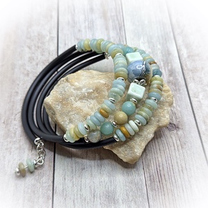 Amazonit karperec - ékszer - karkötő - széles karkötő - Meska.hu