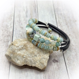Amazonit karperec - ékszer - karkötő - széles karkötő - Meska.hu