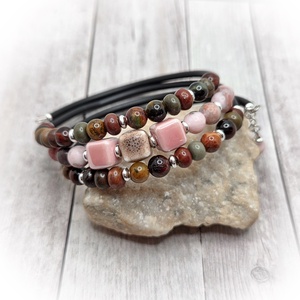 Jáspis-tigrisszem karkötő - ékszer - karkötő - széles karkötő - Meska.hu