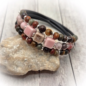 Jáspis-tigrisszem karkötő - ékszer - karkötő - széles karkötő - Meska.hu