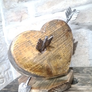 Fa szív, Otthon & Életmód, Dekoráció, Dísztárgy, Famegmunkálás, Fémmegmunkálás, MESKA