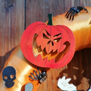 Félelmetes Halloween - Ősz, ajtódísz, kopogtató, narancssárga - otthon & életmód - dekoráció - Meska.hu