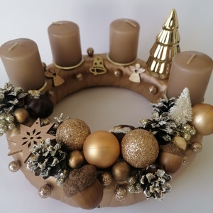 Barna adventi koszorú 1- karácsony, tél, advent - Meska.hu