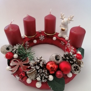 Bordó adventi koszorú 1 - karácsony, tél, advent - Meska.hu