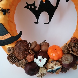 Halloween ajtódísz 22/1 - fekete macska, narancssárga - otthon & életmód - dekoráció - ajtó- és ablak dekoráció - ajtódísz & kopogtató - Meska.hu