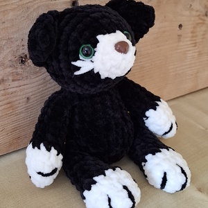 Amigurumi fekete cica - játék & sport - plüssállat & játékfigura - cica - Meska.hu